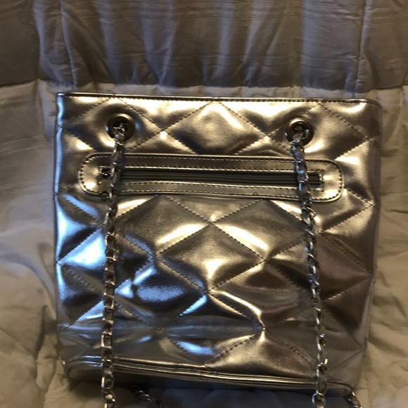 Silver Quilted Evening Tote Bag - Picture 2 of 8